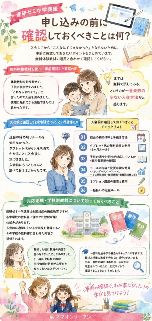 進研ゼミ中学講座 申し込みの前に確認しておくべきことは何?