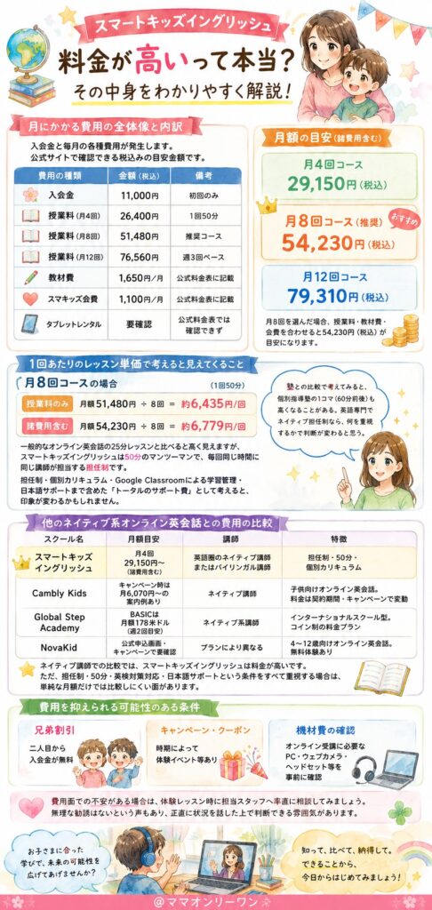 スマートキッズイングリッシュ 料金が高いと言われているけど、その中身は何なの？