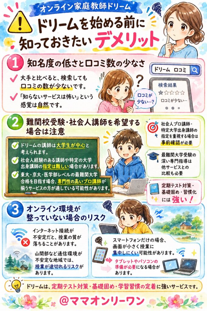 オンライン家庭教師ドリームを始める前に知っておきたいデメリット