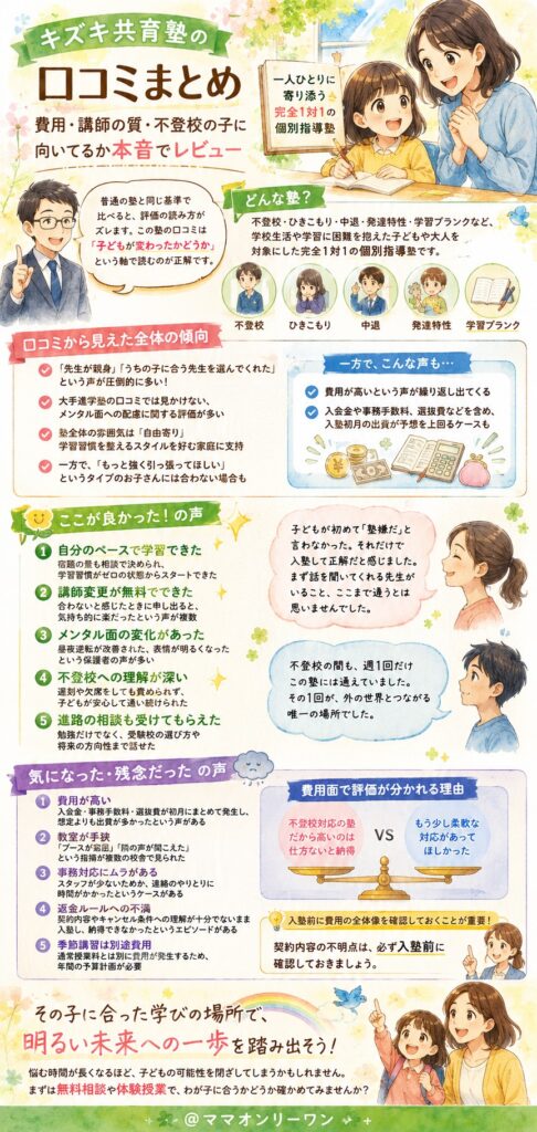 キズキ共育塾の口コミをまとめると結局どういう塾なのか?