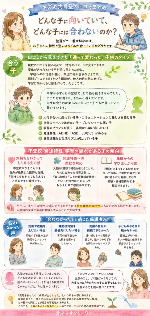キズキ共育塾 どんな子供が向いていて、どんな子供には合わないのか?
