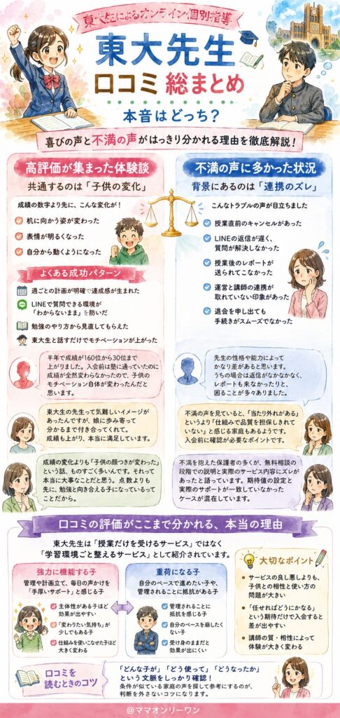 東大先生の口コミ、総まとめ——本音はどっち？