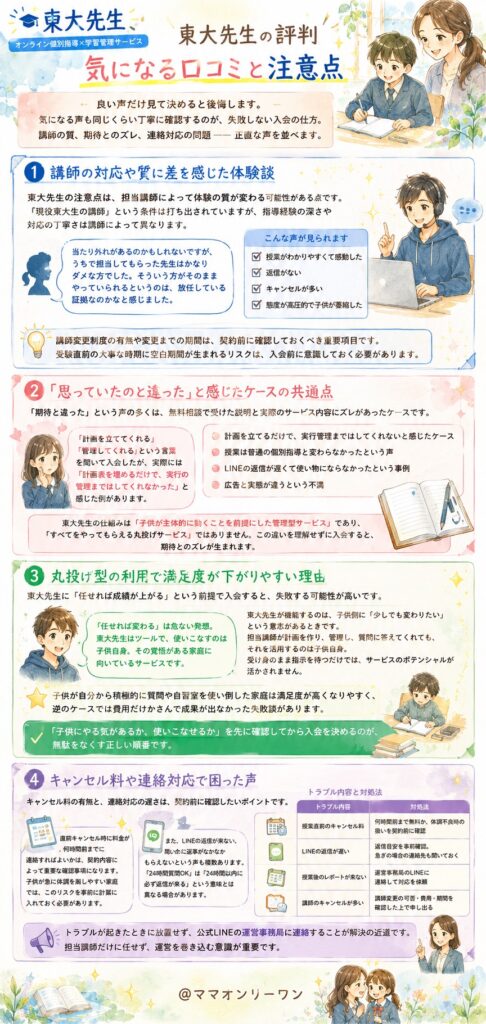 東大先生の評判——気になる口コミと注意点