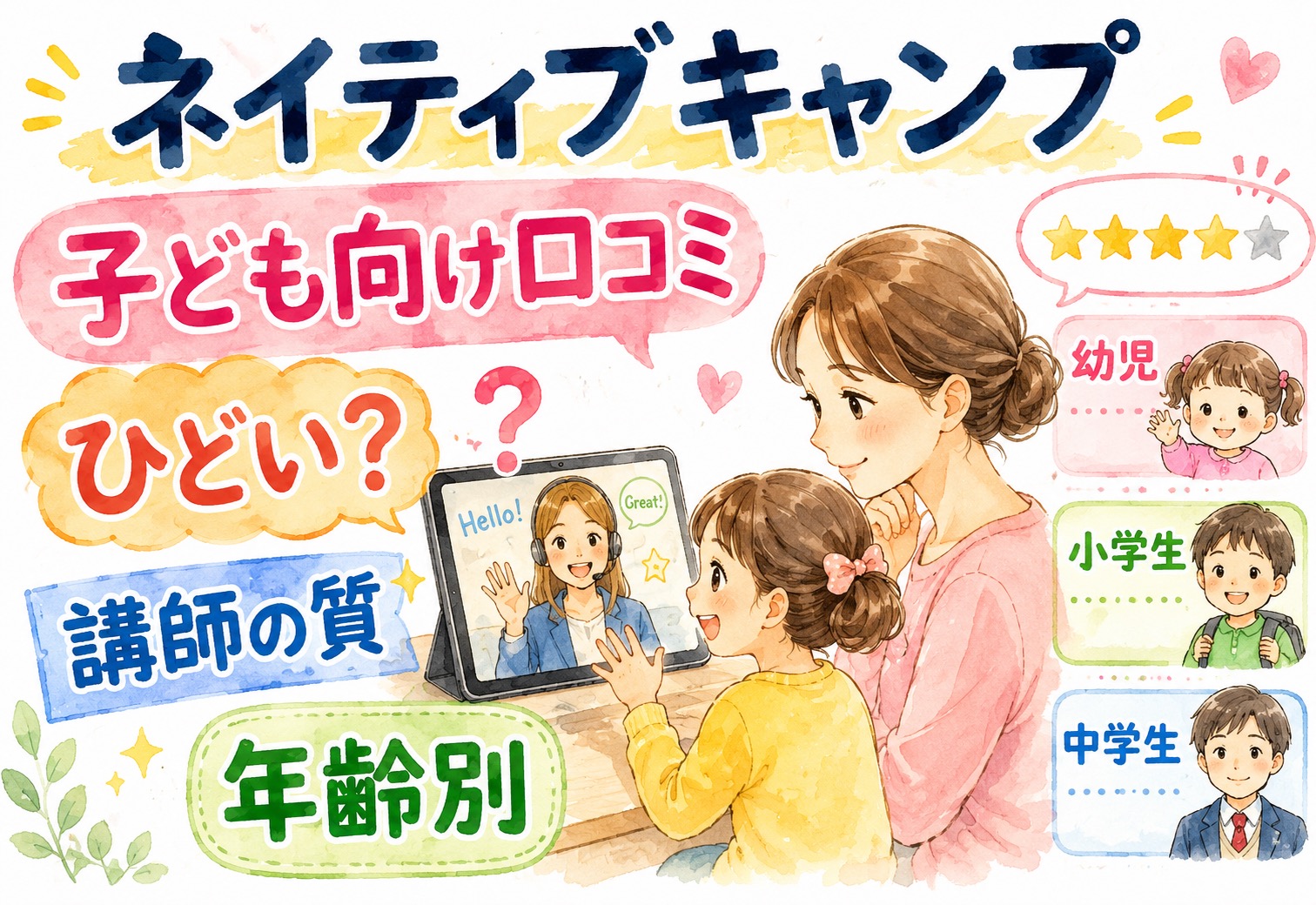ネイティブキャンプの評判ってどうなの?子ども向けの口コミ・ひどい・講師の質を年齢別に解説