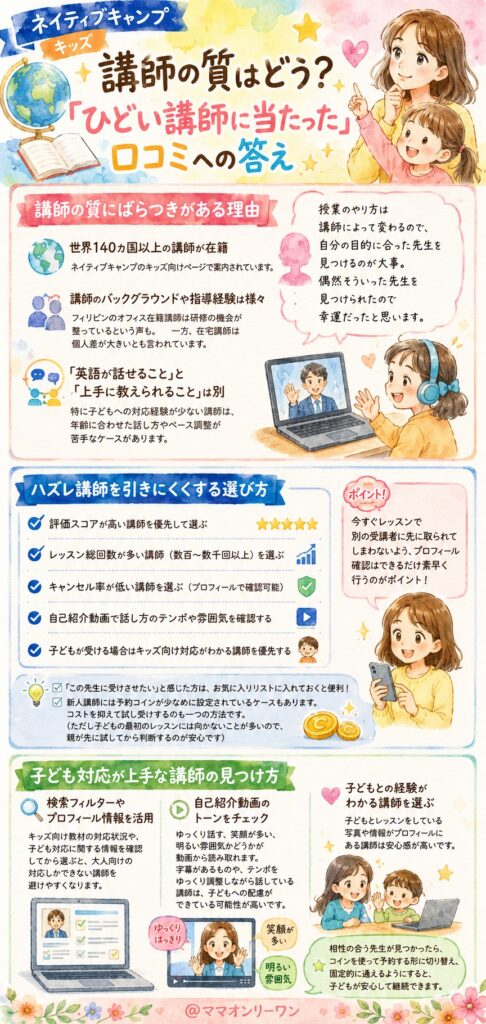 ネイティブキャンプ 講師の質はどう?「ひどい講師に当たった」口コミへの答え