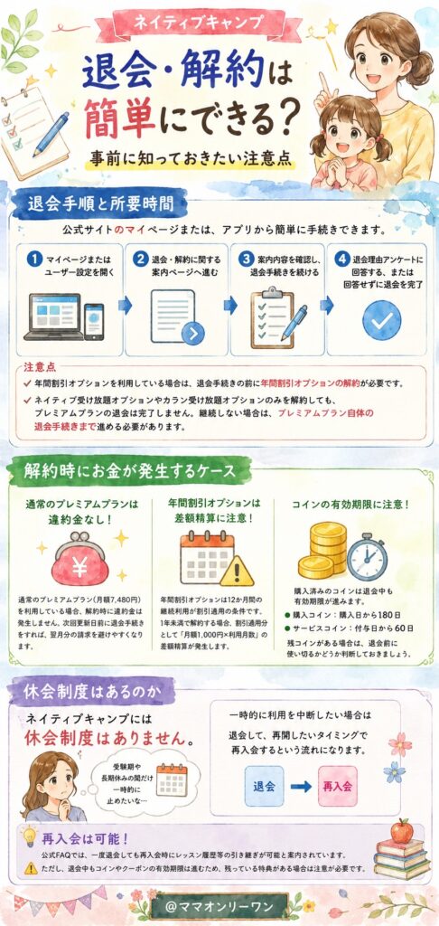 ネイティブキャンプ 退会・解約は簡単にできる?事前に知っておきたい注意点