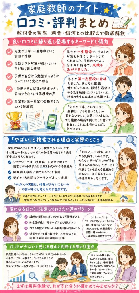 家庭教師のナイトの口コミ、リアルな評判はどうなの?