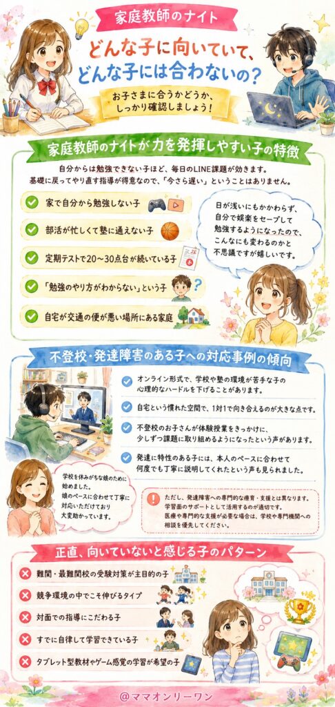 家庭教師のナイト どんな子に向いていて、どんな子には合わないの?