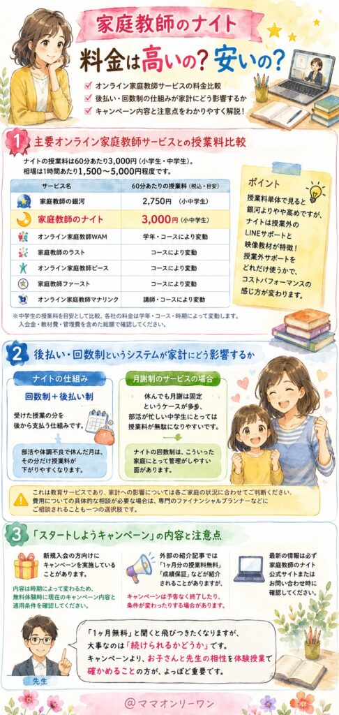 家庭教師のナイト 他社と比べて料金は高いの?安いの?