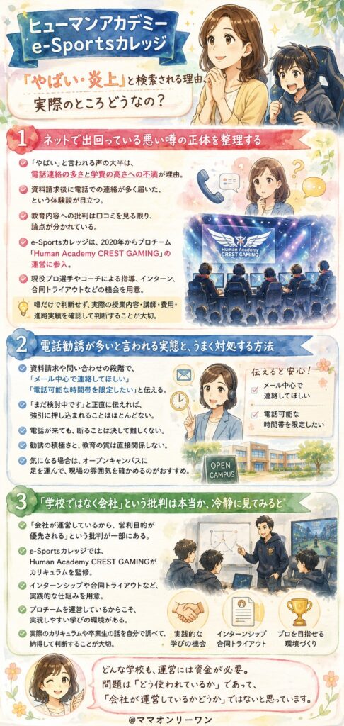 ヒューマンアカデミーe-Sportsカレッジ 「やばい」「炎上」と検索されている理由、実際のところどうなの？