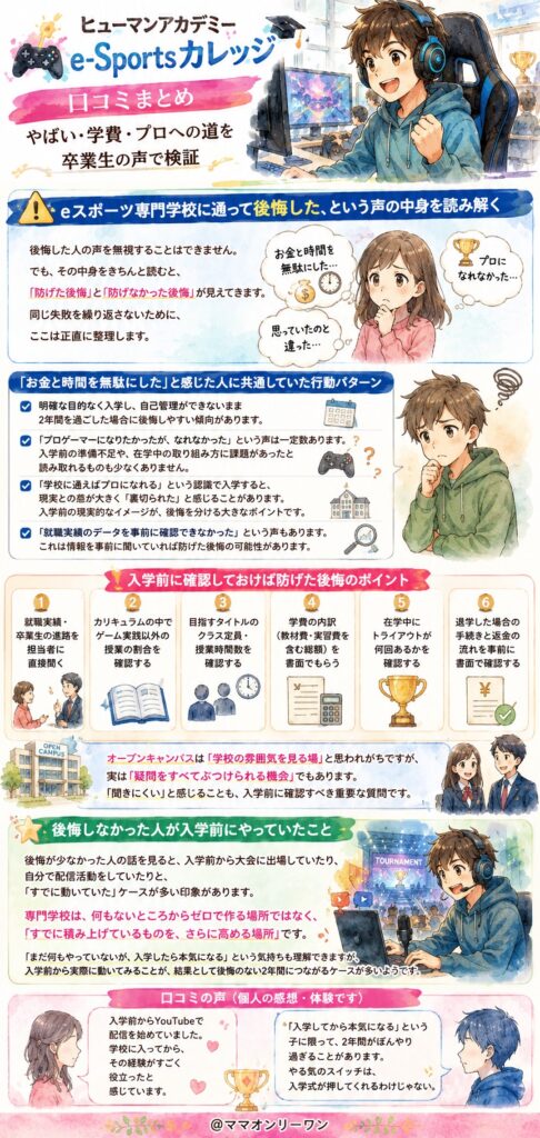 ヒューマンアカデミーe-Sportsカレッジ eスポーツ専門学校に通って後悔した、という声の中身を読み解く