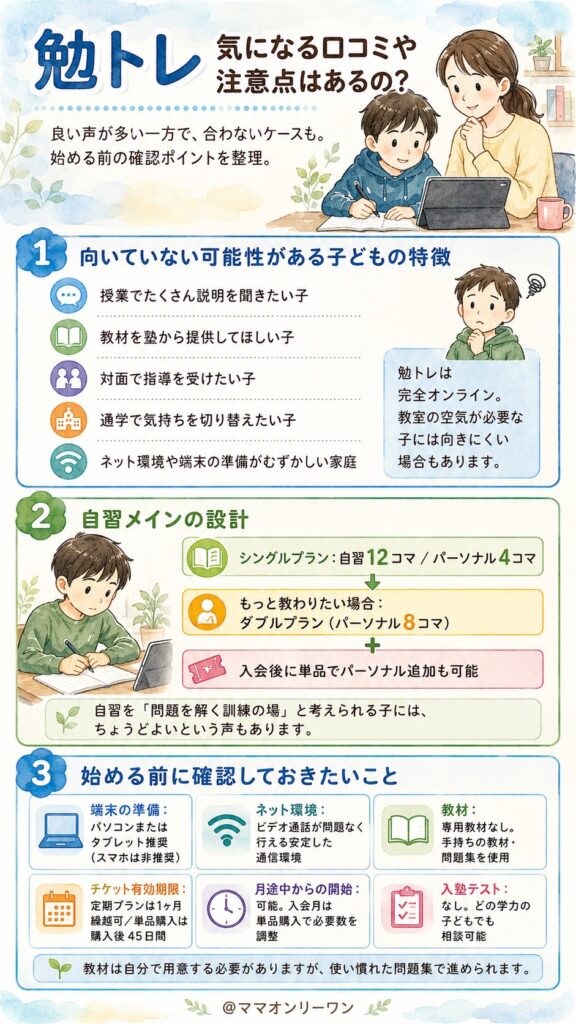 勉トレ 気になる口コミや注意点はあるの?