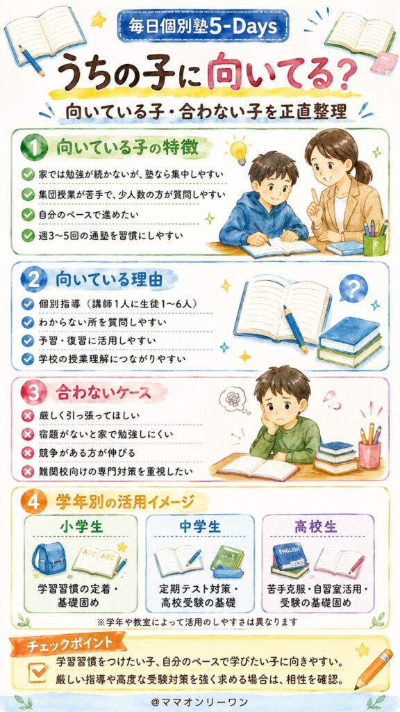 毎日個別塾5-Daysは「うちの子」に向いているのか？正直に整理する