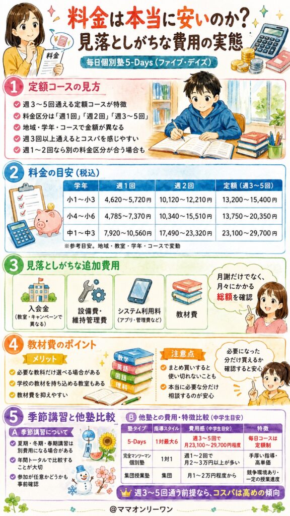 毎日個別塾5-Days　料金は本当に安いのか？見落としがちな費用の実態