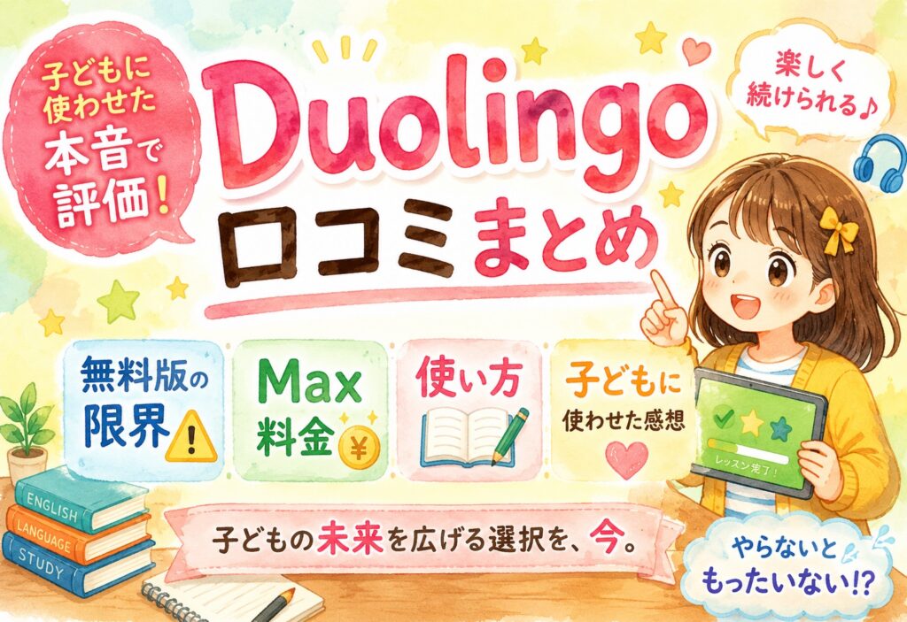 Duolingo口コミまとめ｜無料版の限界・Max料金・使い方を子どもに使わせた本音で評価