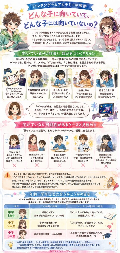 バンタンゲームアカデミー中等部 どんな子に向いていて、どんな子には向いていないの?