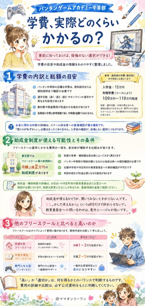 バンタンゲームアカデミー中等部の学費、実際どのくらいかかるの?