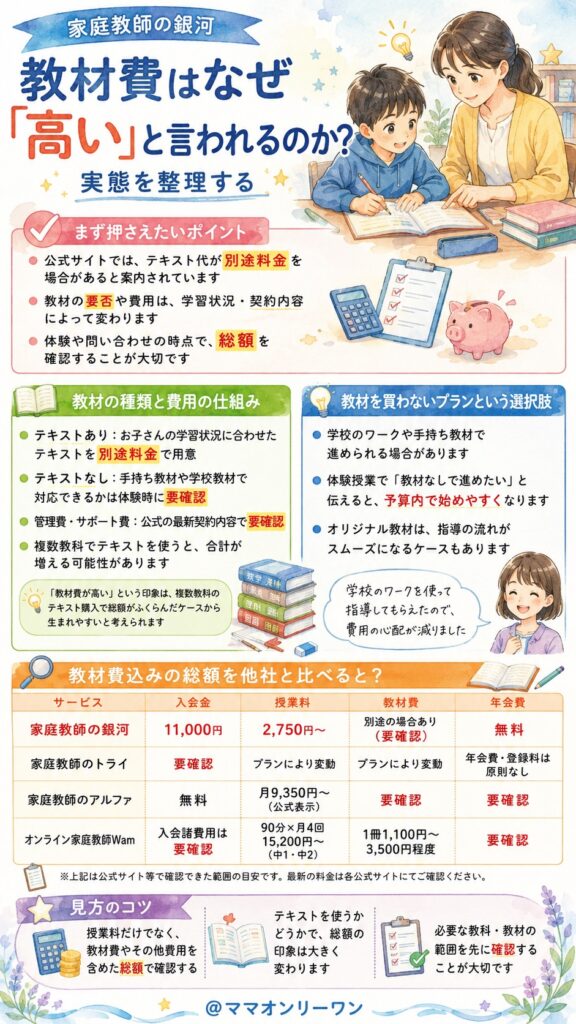 家庭教師の銀河 教材費はなぜ「高い」と言われるのか?実態を整理する