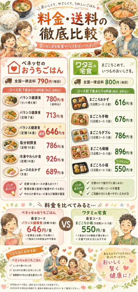 ベネッセのおうちごはんとワタミの宅食 料金・送料はどれくらい違う?コストを徹底比較