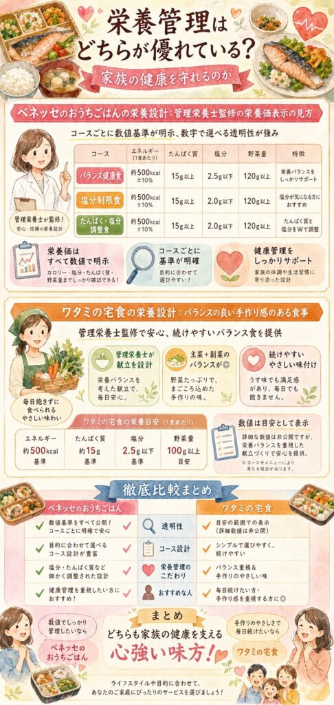 ベネッセのおうちごはんとワタミの宅食 栄養管理はどちらが優れている?家族の健康を守れるのか