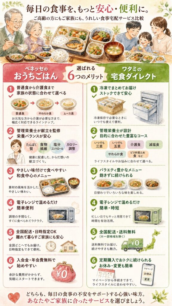 ベネッセのおうちごはんとワタミの宅食 メリットを正直に比較
