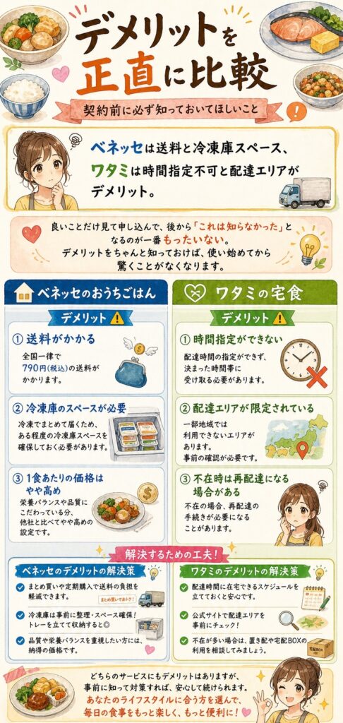 ベネッセのおうちごはんとワタミの宅食 デメリットを正直に比較:契約前に必ず知っておいてほしいこと