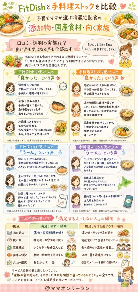 FitDishと手料理ストック 口コミ・評判の実態は?良い声も気になる声も全部出す