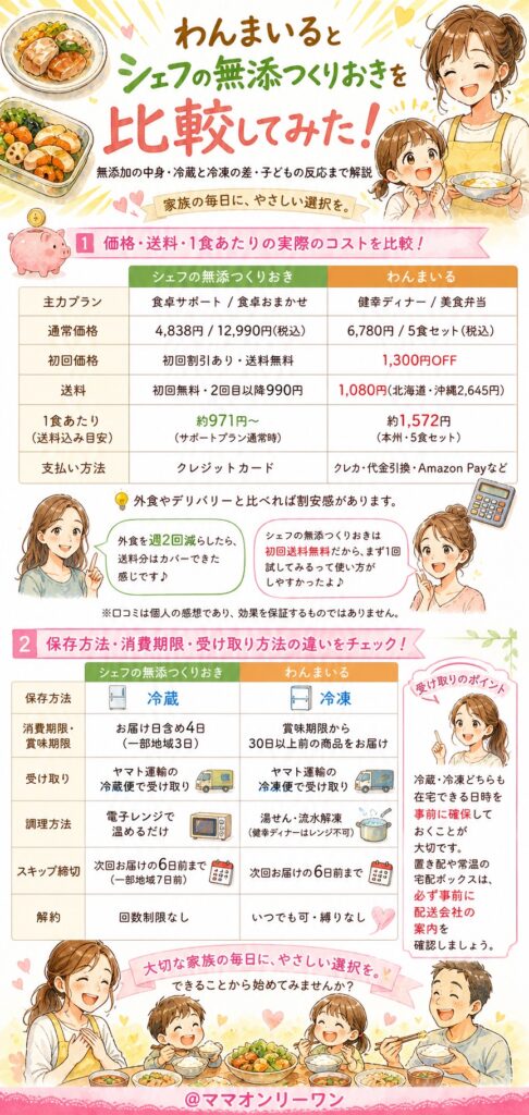 わんまいるとシェフの無添つくりおき 2つを並べて確認するには？｜比較表で違いを一気に把握する