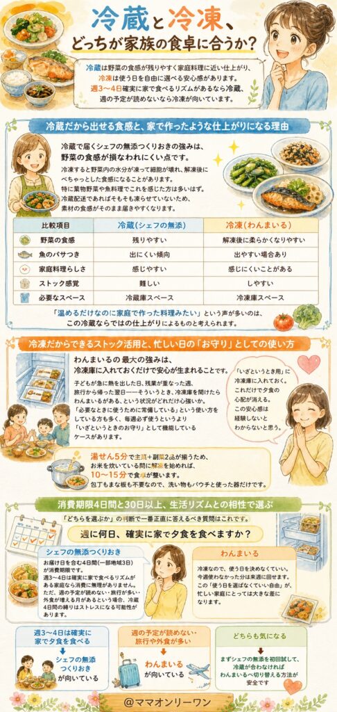 わんまいるとシェフの無添つくりおき 冷蔵と冷凍、どっちが家族の食卓に合うか？