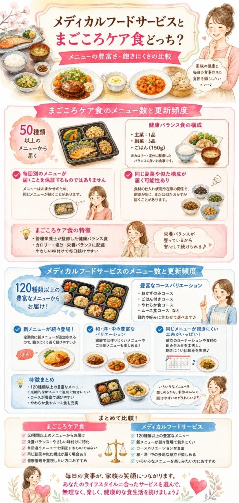 メニューの豊富さ・飽きにくさはどちらが優れている?長く続けるための多様性の比較