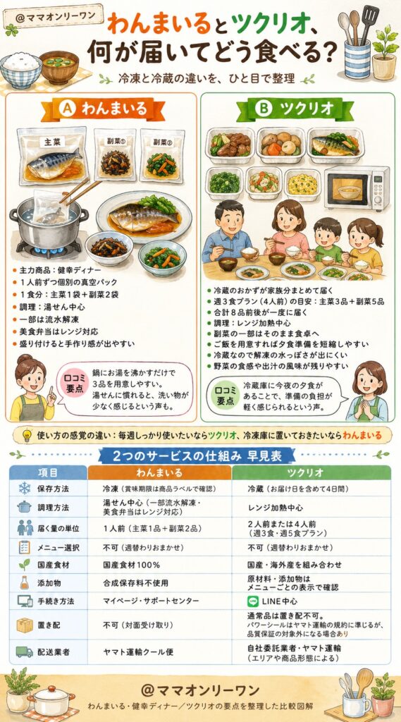 わんまいるとツクリオ、何が届いてどう食べる？