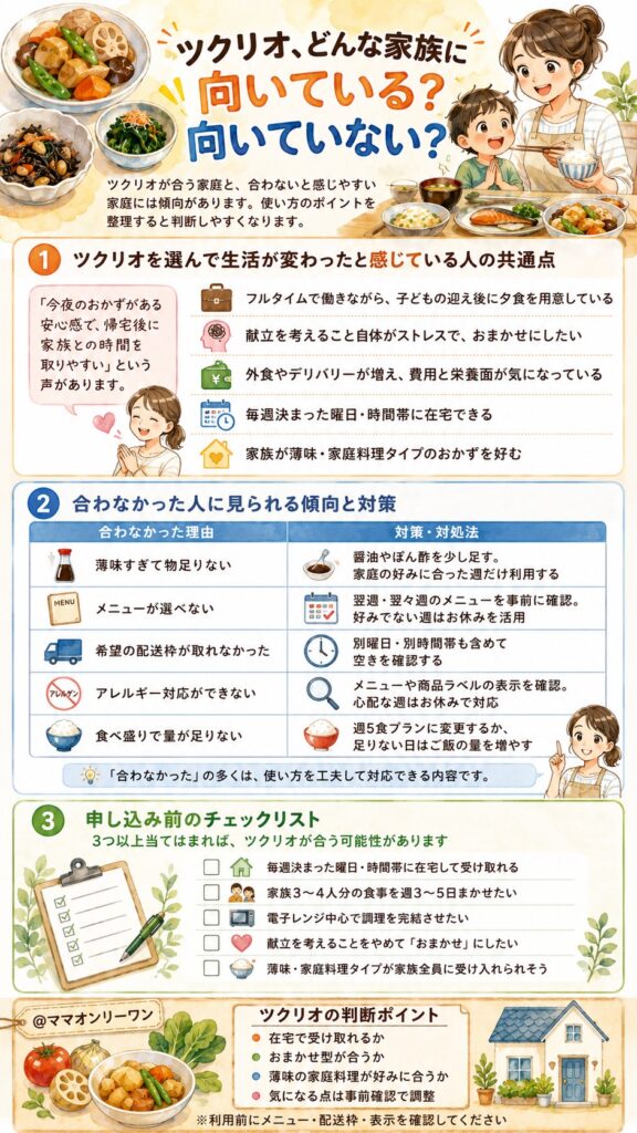 ツクリオ、どんな家族に向いている？向いていない？