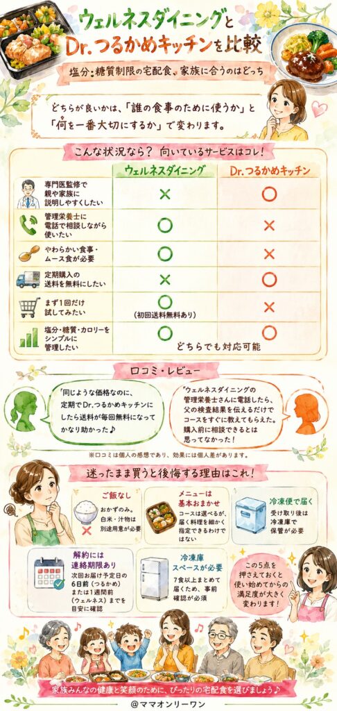 ウェルネスダイニングとDr.つるかめキッチンどっちを選ぶべき？