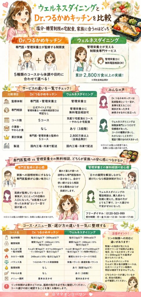 ウェルネスダイニングとDr.つるかめキッチン 2つのサービス、何が違うの？