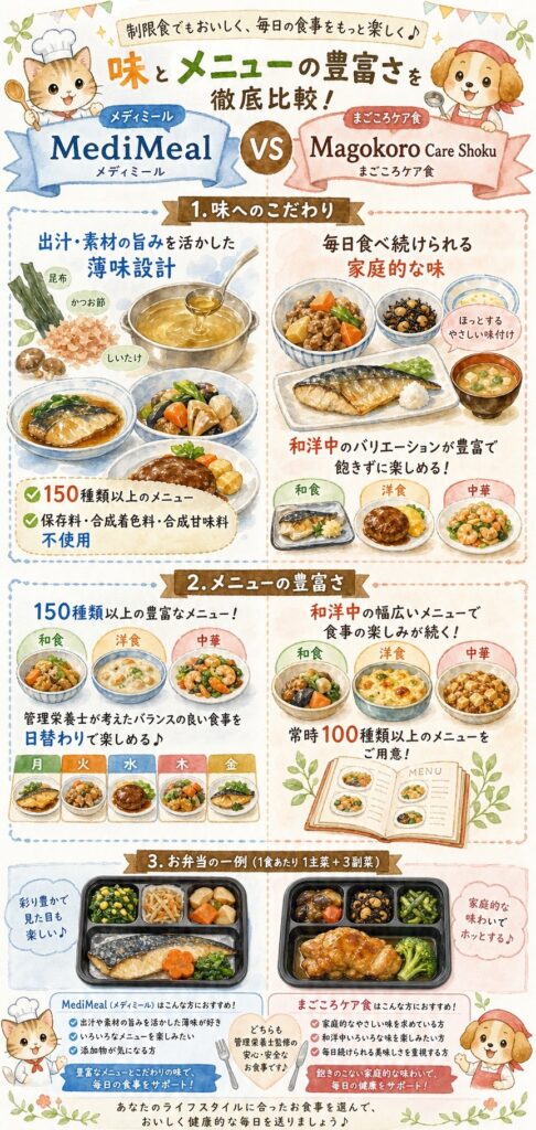 メディミールとまごころケア食 制限食でも本当に美味しいの？味や食感は？