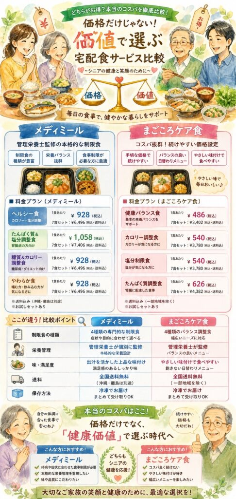 メディミールとまごころケア食 結局どちらが安い？本当のコスパは？