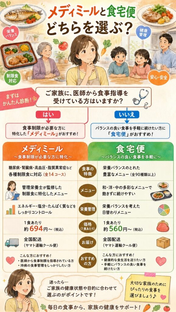 メディミールと食宅便、どちらを選ぶべきか?