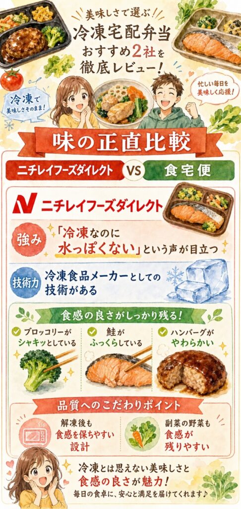 ニチレイフーズダイレクトと食宅便 味は正直どっちが美味しいのか？