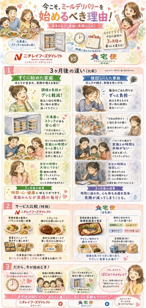 ニチレイフーズダイレクトと食宅便 今すぐ始めるべき理由とは？