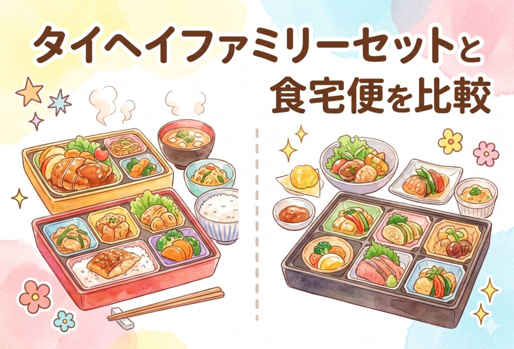タイヘイファミリーセットと食宅便を比較｜栄養管理・介護・忙しいママ、目的別に選ぶ宅配食の正解