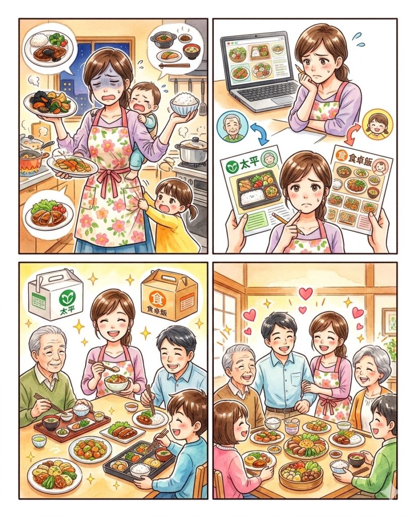 まとめ：タイヘイファミリーセットと食宅便を比較｜栄養管理・介護・忙しいママ、目的別に選ぶ宅配食の正解