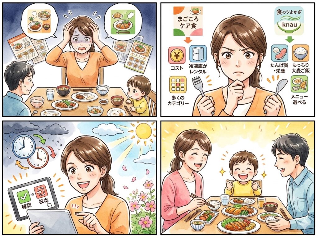 まとめ：【失敗しない選び方】食のそよ風kanauとまごころケア食を徹底比較｜味・料金・合う人の違い