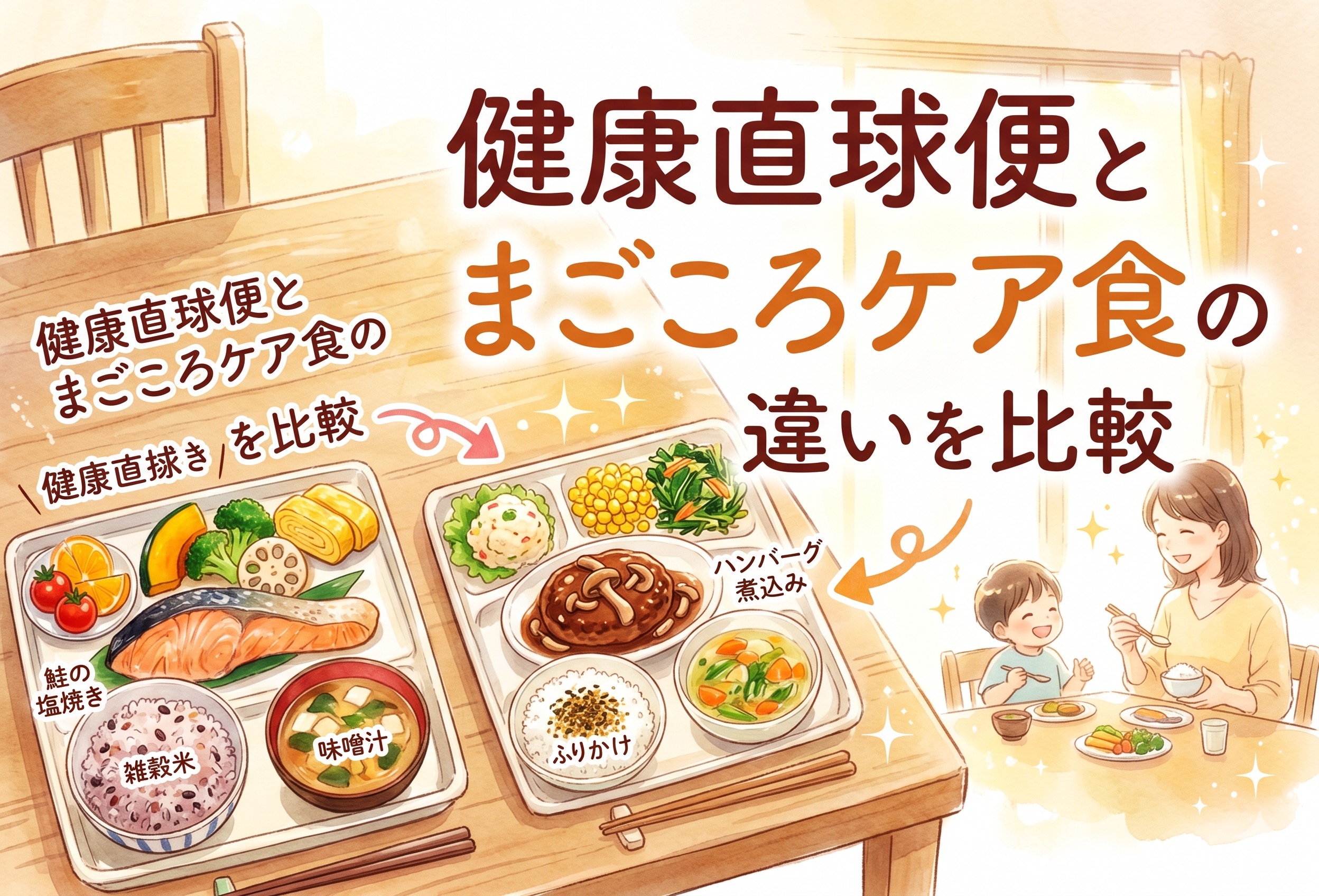 健康直球便とまごころケア食の違いを比較｜高齢の親への宅配食導入で後悔しない選び方