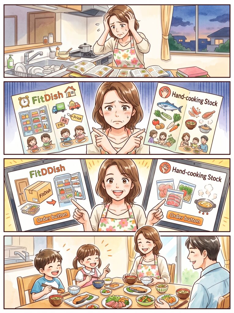 まとめ：FitDishと手料理ストックを比較｜子育てママが選ぶ冷蔵宅配食の添加物・国産食材・向く家族