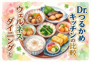 ウェルネスダイニングとDr.つるかめキッチンを比較｜塩分・糖質制限の宅配食、家族に合うのはどっち