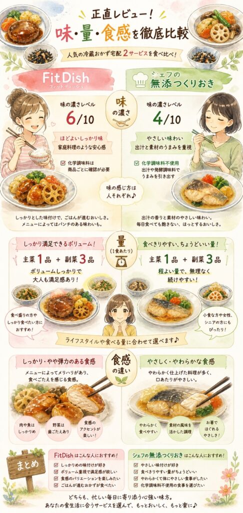 実際に食べてわかった正直な話まとめ｜味・量・食感はどう違う？