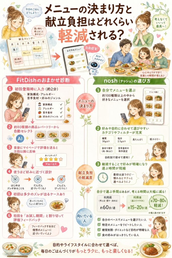 メニューの決まり方と献立負担はどれくらい軽減される？