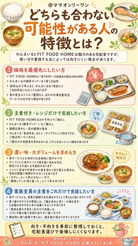 わんまいるとFIT FOOD HOME どちらも合わない可能性がある人の特徴とは？