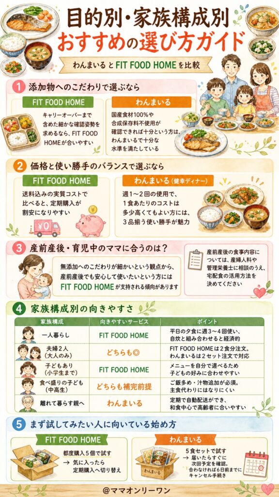 わんまいるとFIT FOOD HOME 目的別・家族構成別おすすめの選び方ガイドは？