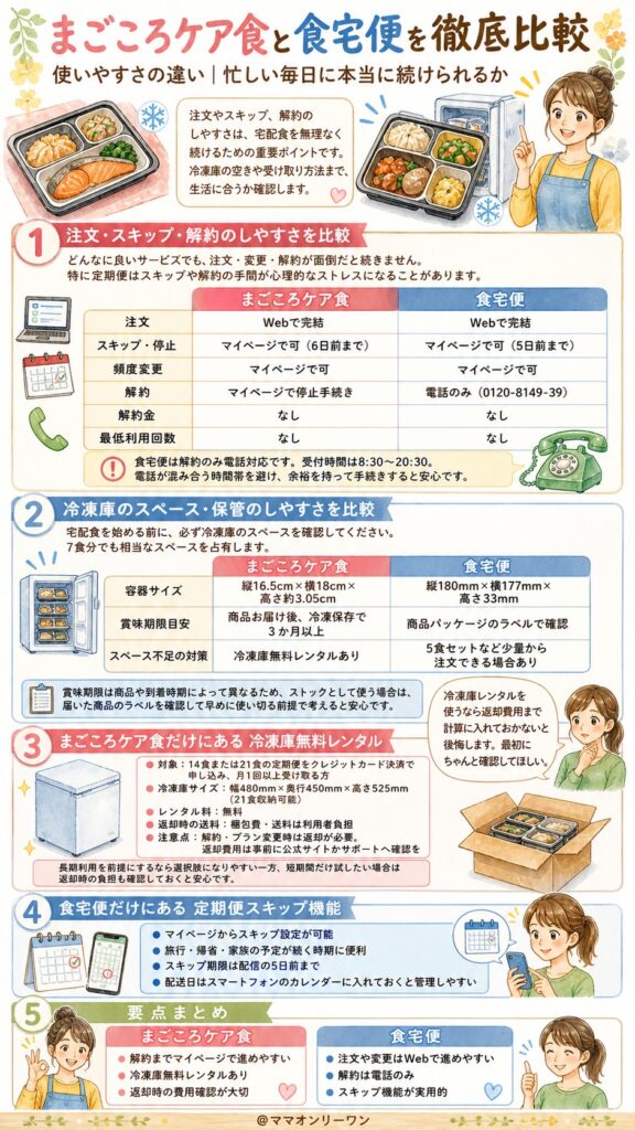 まごころケア食と食宅便 使いやすさの違いは?忙しい毎日に本当に続けられるか